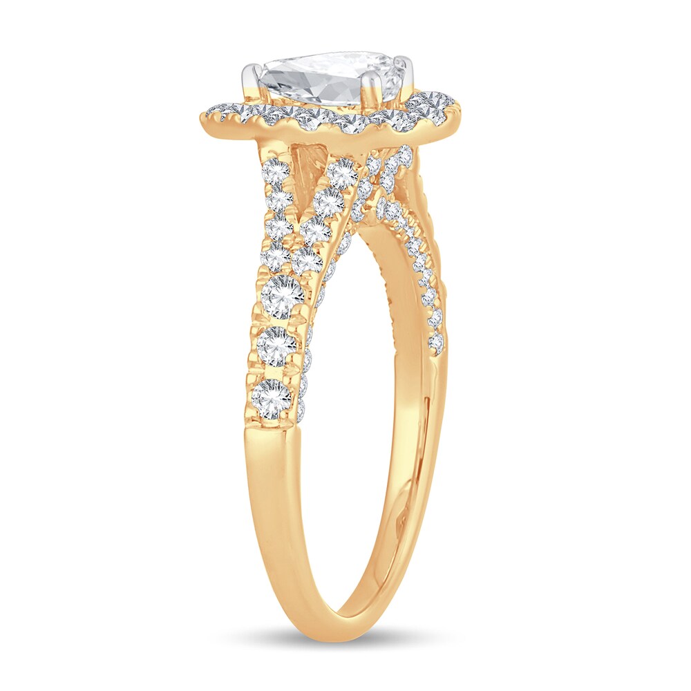 Diamond Engagement Ring 1-1/4 ct tw Round/Pear-shaped 14K Yellow Gold 86yc3HOq