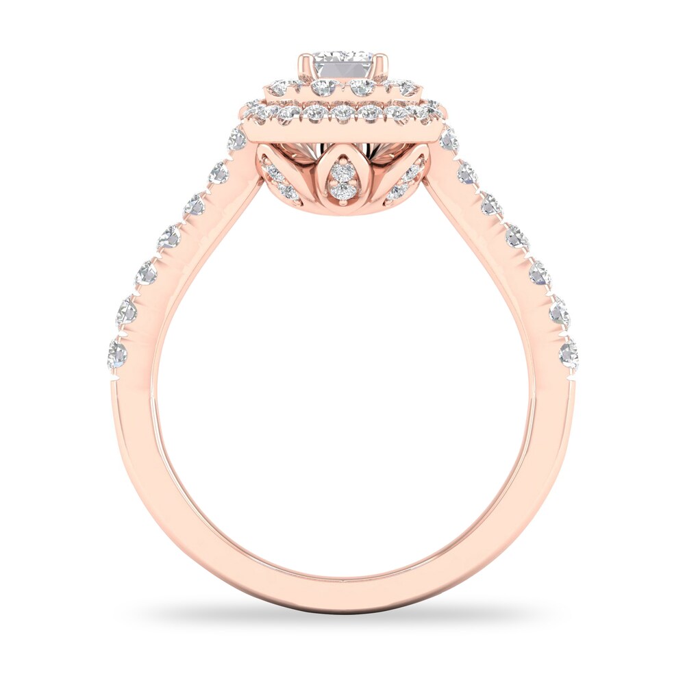 Diamond Ring 1 ct tw Emerald/Round-cut 14K Rose Gold 87KL30WI