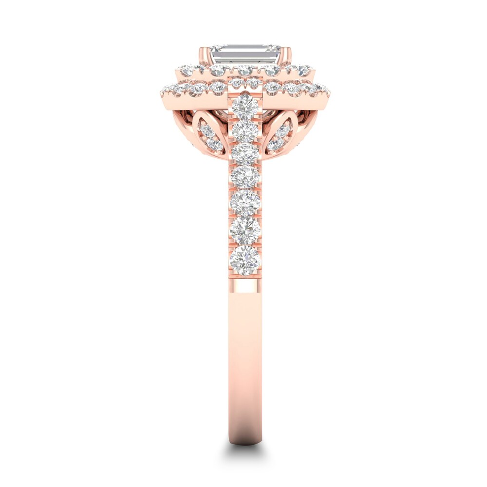 Diamond Ring 1 ct tw Emerald/Round-cut 14K Rose Gold 87KL30WI