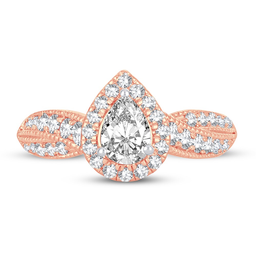 Diamond Engagement Ring 1 ct tw Round/Pear-shaped 14K Rose Gold 8Qby9PvU