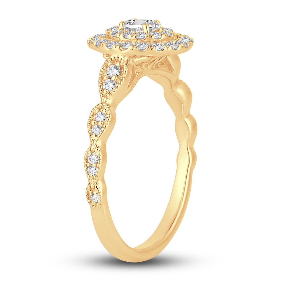 Diamond Double Halo Engagement Ring 1/2 ct tw Oval/Round 14K Yellow Gold 8ajVshcv