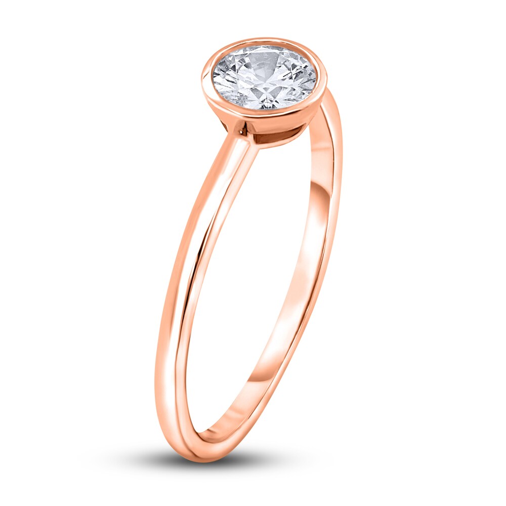 Diamond Solitaire Engagement Ring 1/2 ct tw Bezel-Set Round 14K Rose Gold (I2/I) 8cIQSJvJ