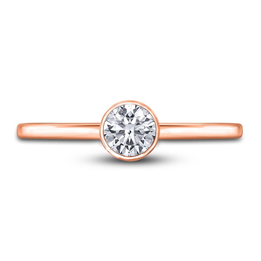 Diamond Solitaire Engagement Ring 1/2 ct tw Bezel-Set Round 14K Rose Gold (I2/I) 8cIQSJvJ