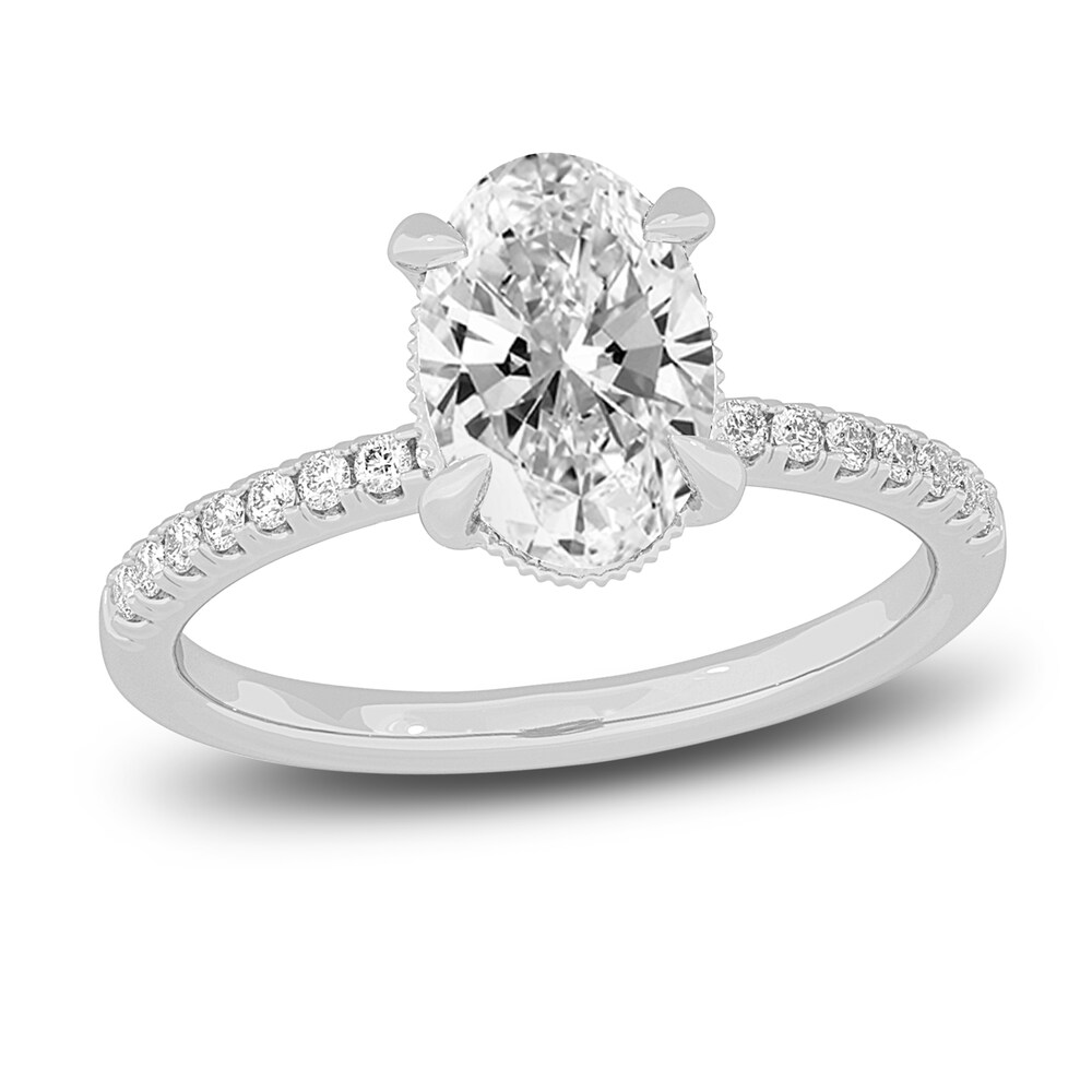 Lab-Created Diamond Engagement Ring 2-1/4 ct tw Oval/Round 14K White Gold 8e7iqHlD [8e7iqHlD]