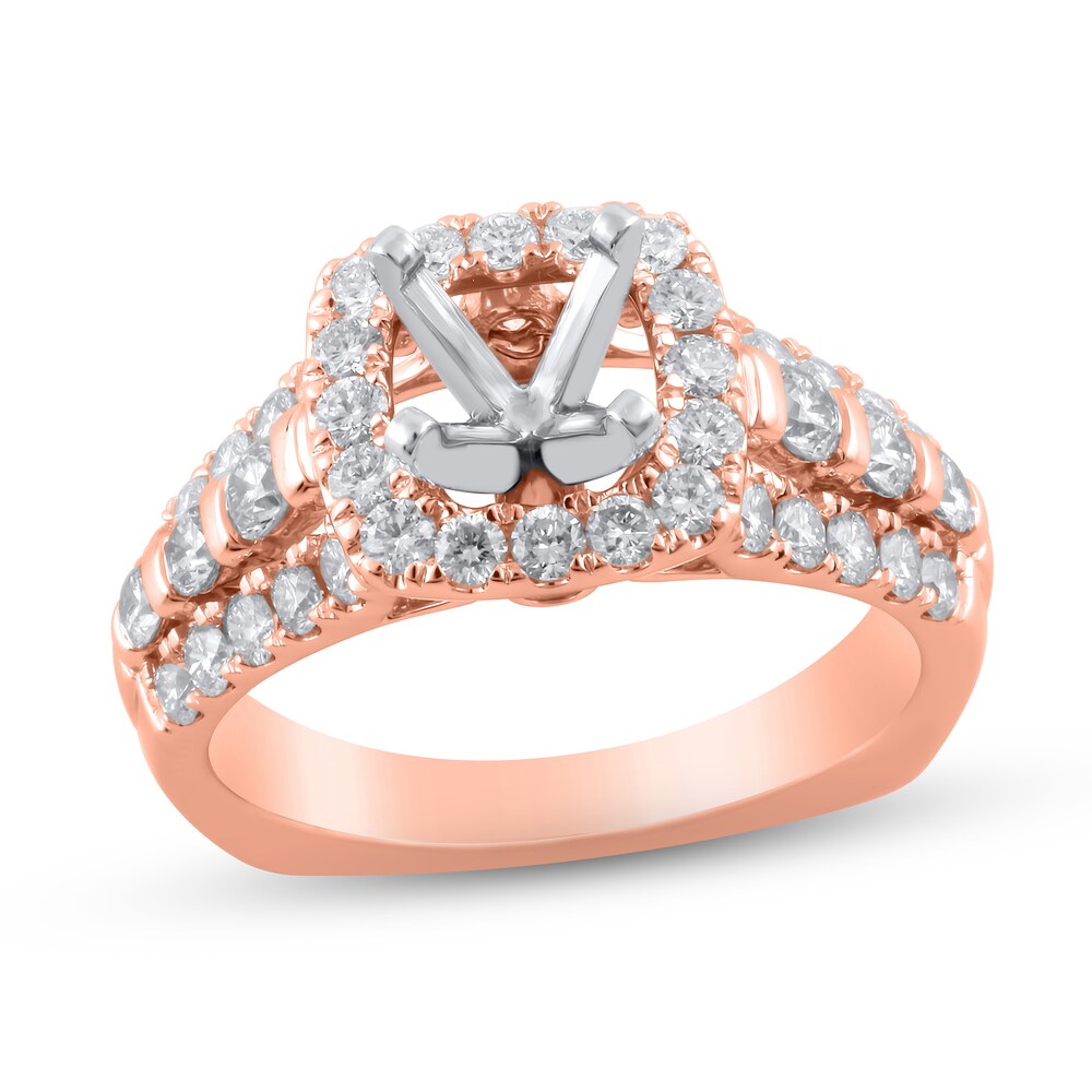 Hearts Desire Diamond Engagement Ring Setting 1-1/4 ct tw Round 18K Rose Gold 8gGjadBl [8gGjadBl]