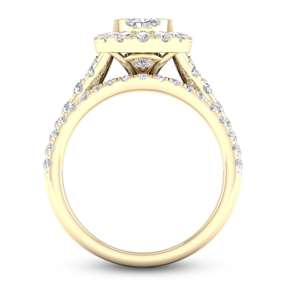 Diamond Bridal Set 1-1/2 ct tw Oval/Round 14K Yellow Gold 8qn9bw1r