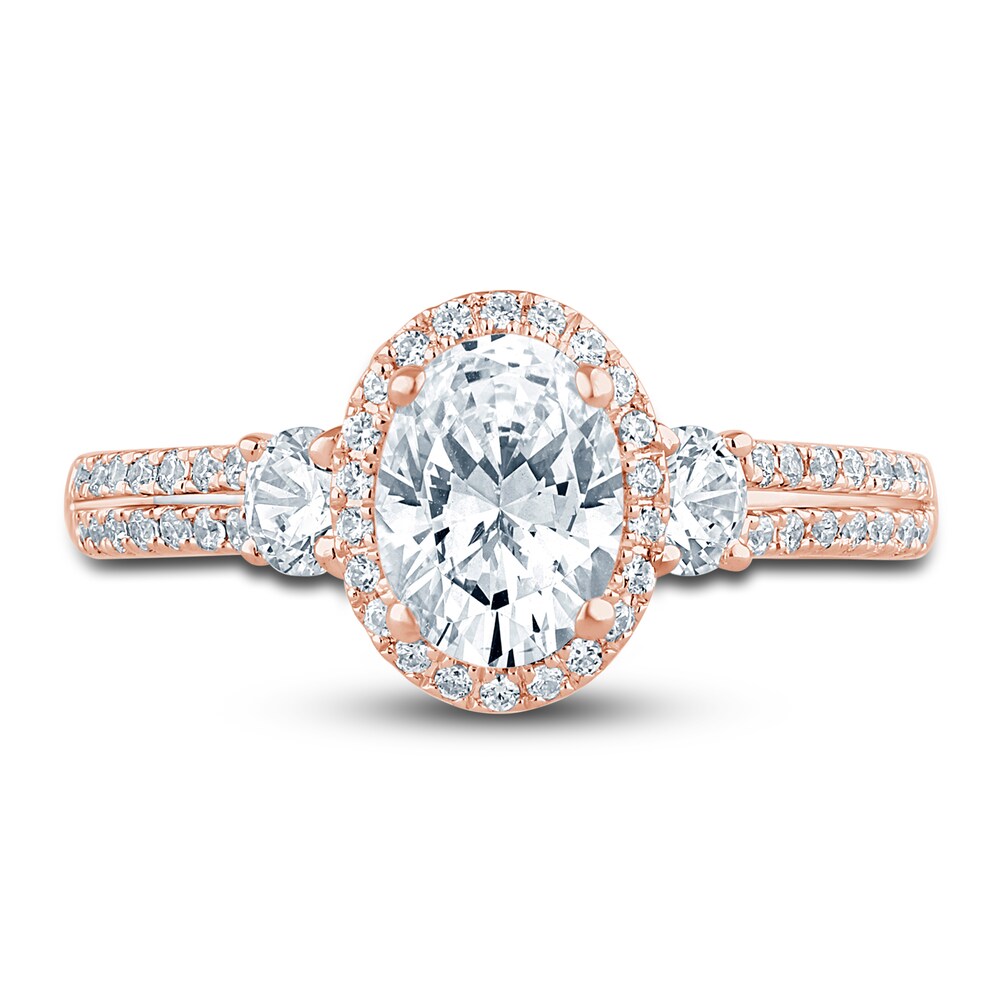 Pnina Tornai Lab-Created Diamond Engagement Ring 1-1/2 ct tw Oval/Round 14K Rose Gold 8uPTzFwI