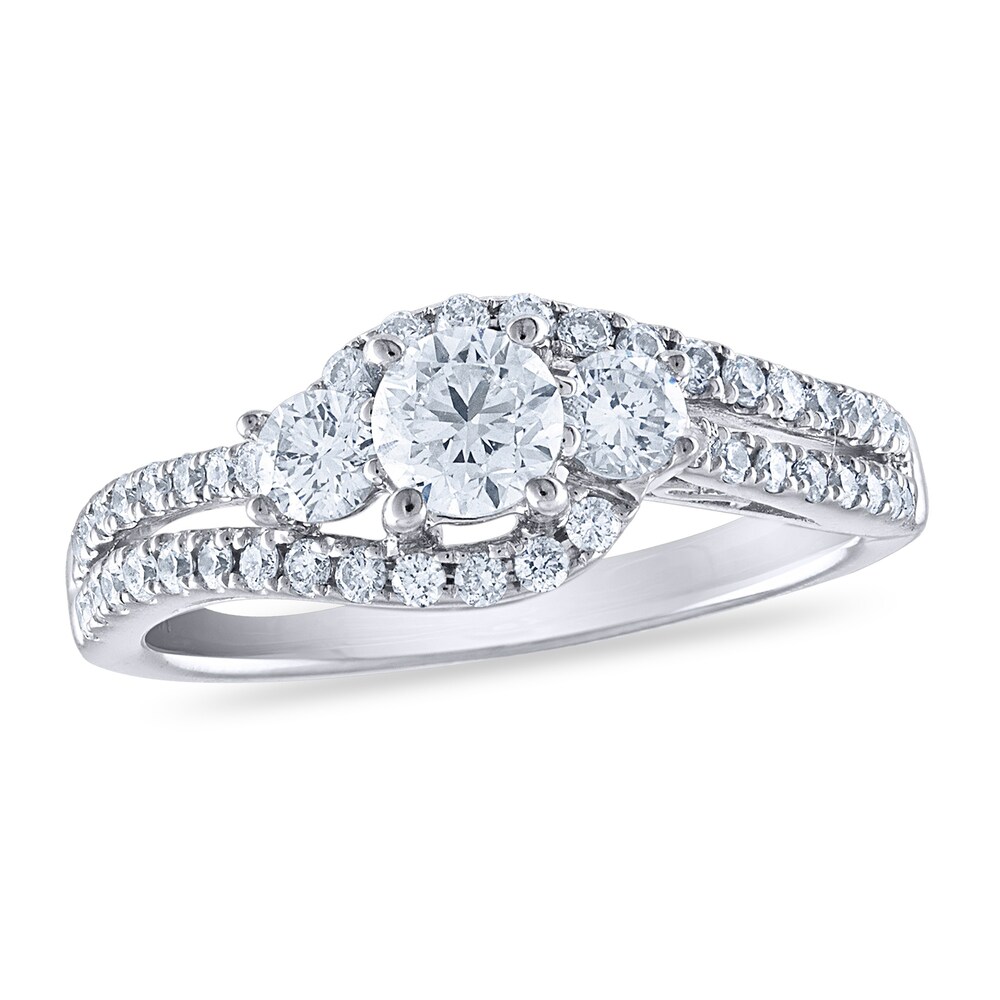 Diamond 3-Stone Engagement Ring 1 ct tw Round 14K White Gold 93jNZKmy [93jNZKmy]