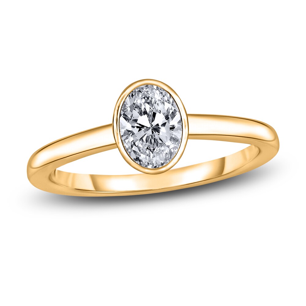 Diamond Solitaire Engagement Ring 1-1/2 ct tw Bezel-Set Oval 14K Yellow Gold (I2/I) 9CM8rtKt [9CM8rtKt]