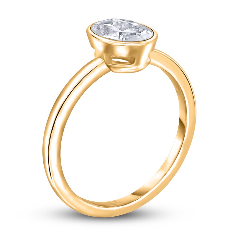 Diamond Solitaire Engagement Ring 1-1/2 ct tw Bezel-Set Oval 14K Yellow Gold (I2/I) 9CM8rtKt