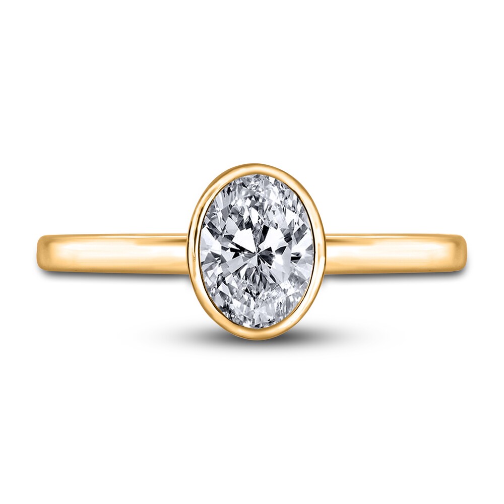 Diamond Solitaire Engagement Ring 1-1/2 ct tw Bezel-Set Oval 14K Yellow Gold (I2/I) 9CM8rtKt