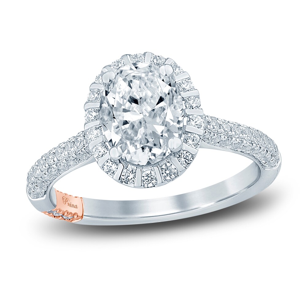 Pnina Tornai Lab-Created Diamond Engagement Ring 2 ct tw Oval/Round 14K White Gold 9EZJj28h [9EZJj28h]