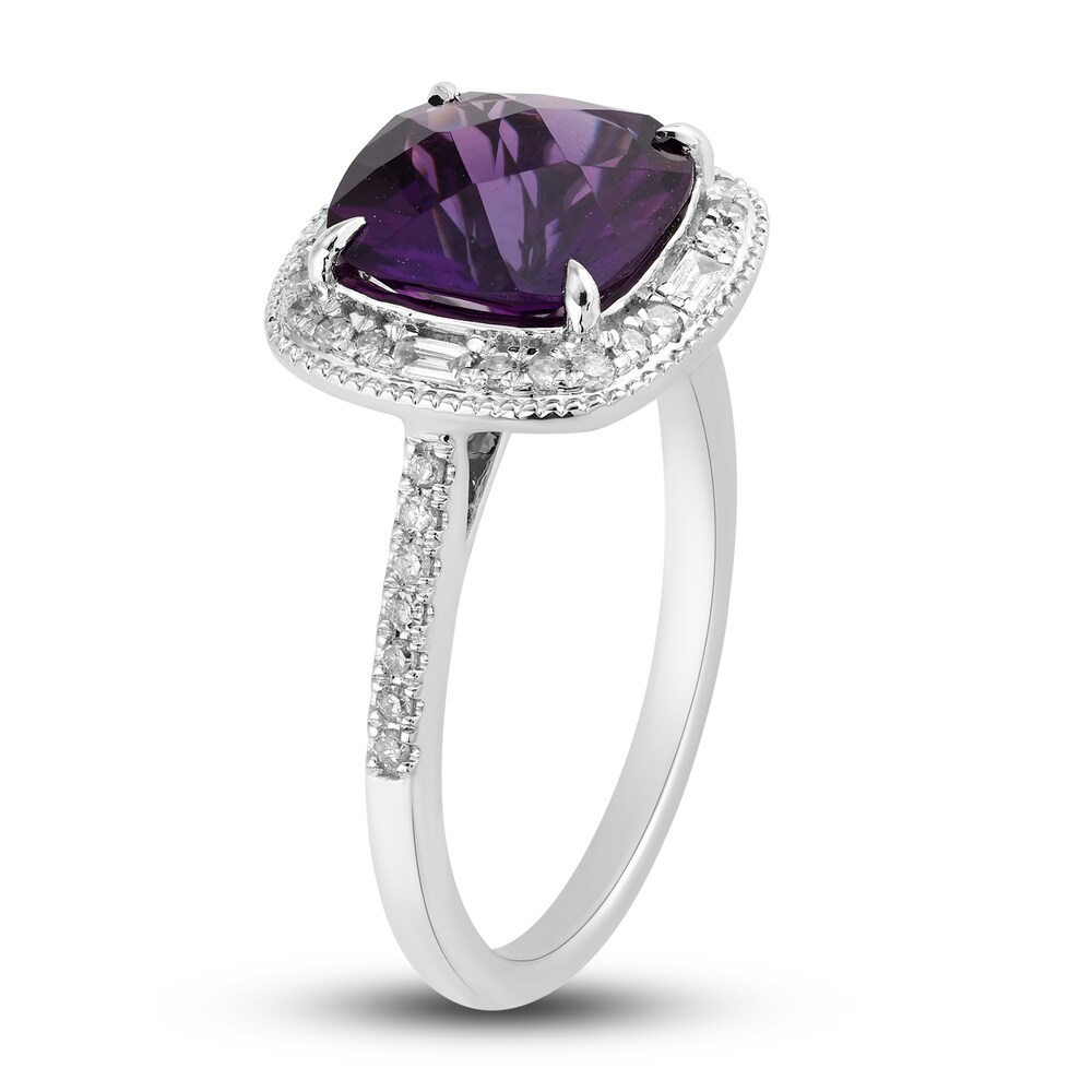 Natural Amethyst Engagement Ring 1/4 ct tw Diamonds 14K White Gold 9QeCLgSi