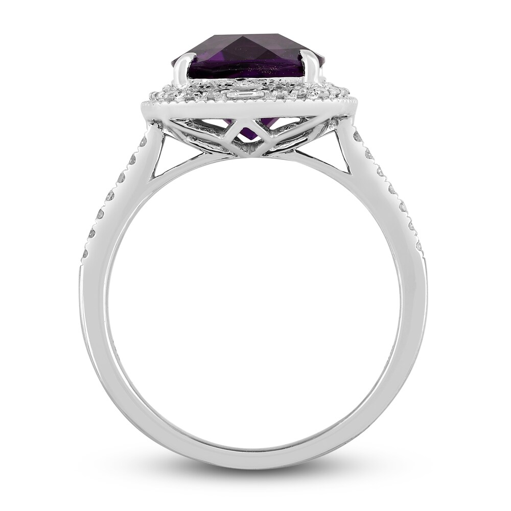 Natural Amethyst Engagement Ring 1/4 ct tw Diamonds 14K White Gold 9QeCLgSi