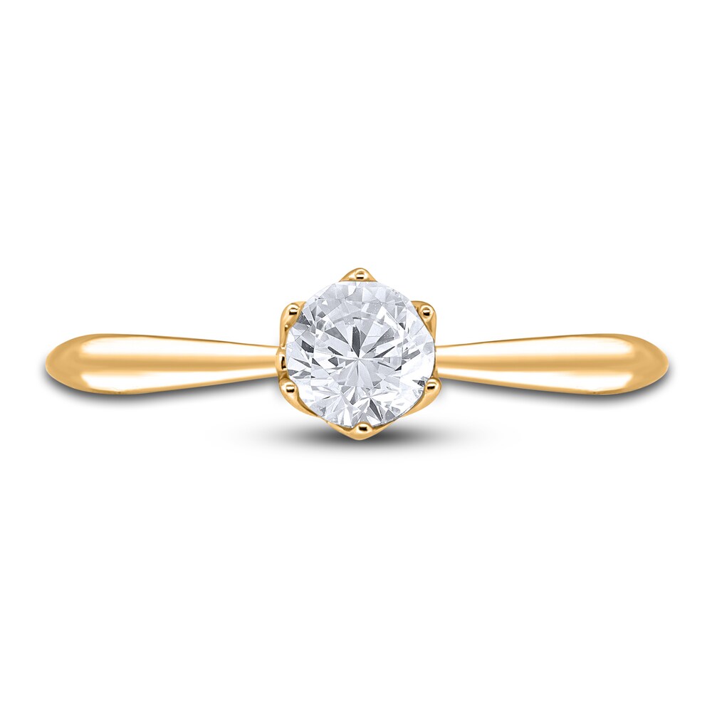 Diamond Cathedral Solitaire Engagement Ring 1/2 ct tw Round 14K Yellow Gold (I2/I) 9SPb02Nr