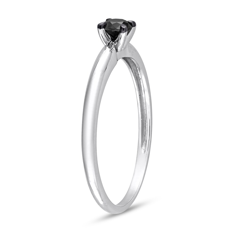 Black Diamond Solitaire Engagement Ring 1/4 ct tw Round-cut 14K White Gold 9Ss96wWm