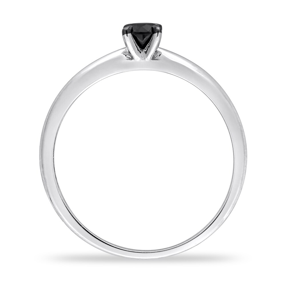 Black Diamond Solitaire Engagement Ring 1/4 ct tw Round-cut 14K White Gold 9Ss96wWm