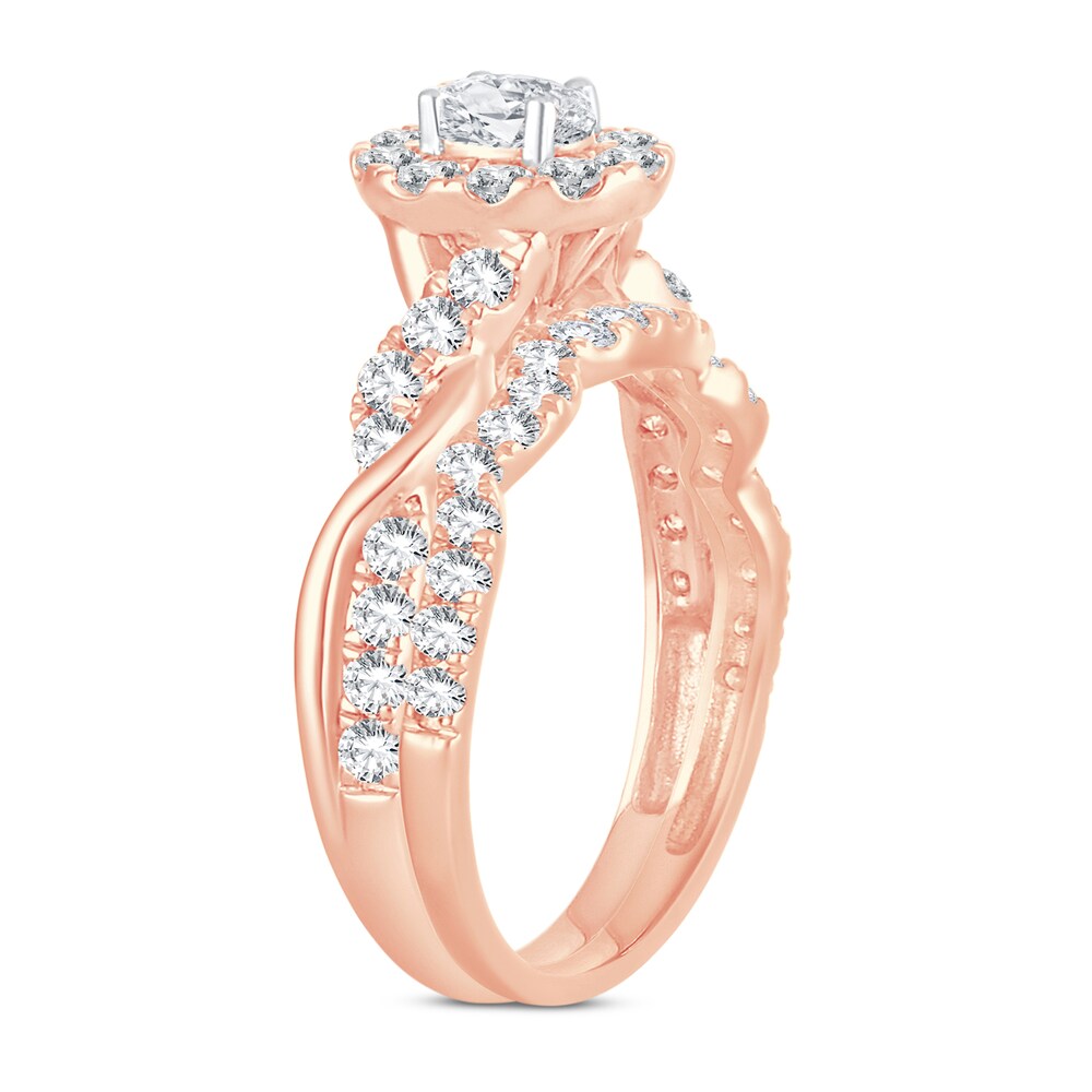 Diamond Bridal Set 1 ct tw Oval/Round-cut 14K Rose Gold 9UO3pamI