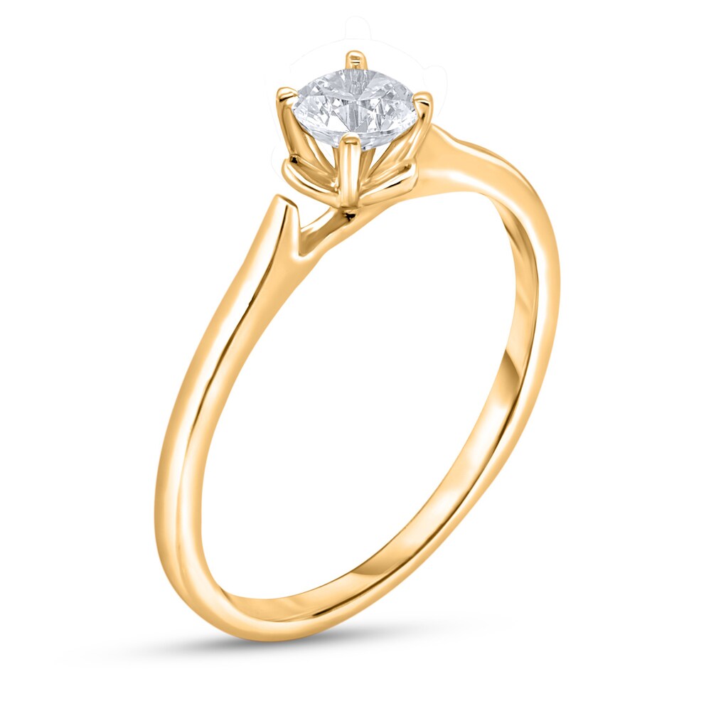 Diamond Solitaire Floral Engagement Ring 1/4 ct tw Round 14K Yellow Gold (I2/I) 9VvKlKVH