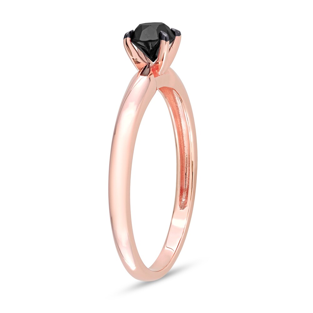 Black Diamond Solitaire Engagement Ring 1/2 ct tw Round-cut 14K Rose Gold 9g8fGXRi