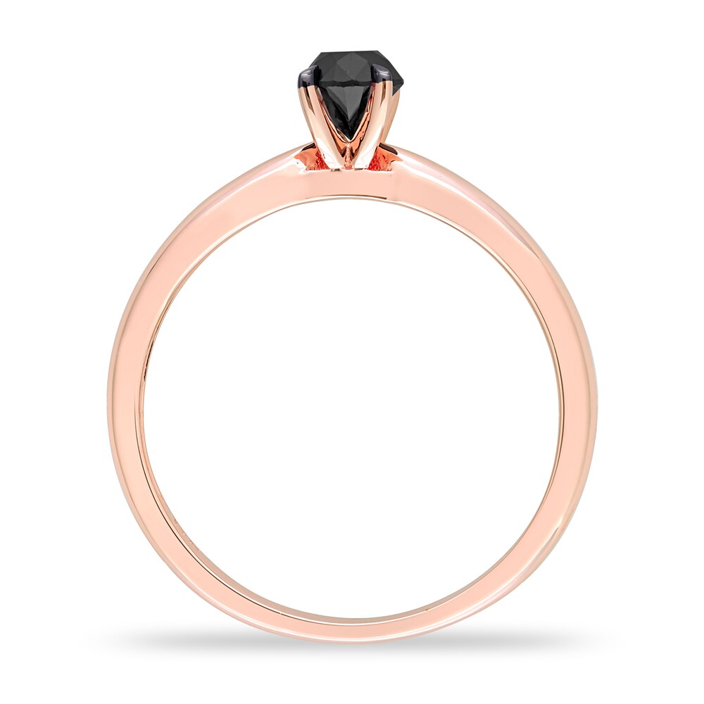 Black Diamond Solitaire Engagement Ring 1/2 ct tw Round-cut 14K Rose Gold 9g8fGXRi