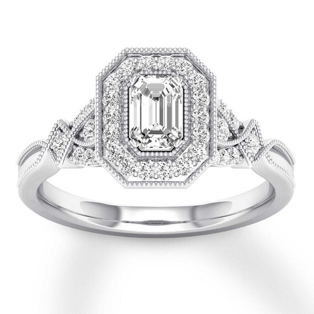 Diamond Engagement Ring 3/4 ct tw Emerald-cut 14K White Gold 9rGJkTbU