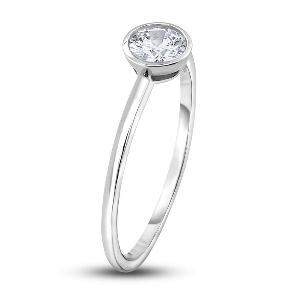 Diamond Solitaire Engagement Ring 1/4 ct tw Bezel-Set Round 14K White Gold (I2/I) 9rrLKI1V