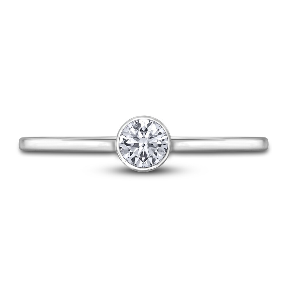 Diamond Solitaire Engagement Ring 1/4 ct tw Bezel-Set Round 14K White Gold (I2/I) 9rrLKI1V