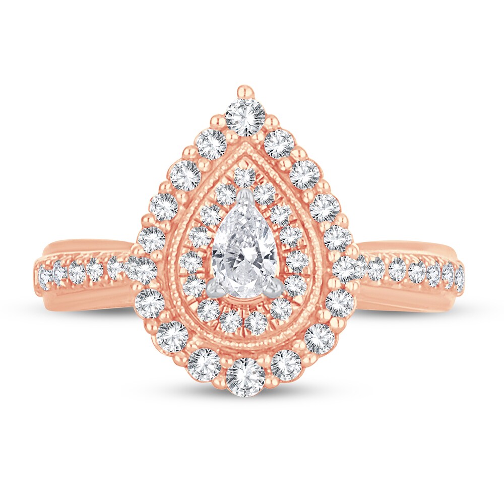 Diamond Ring 5/8 ct tw Pear-shaped 14K Rose Gold A40xhf2U