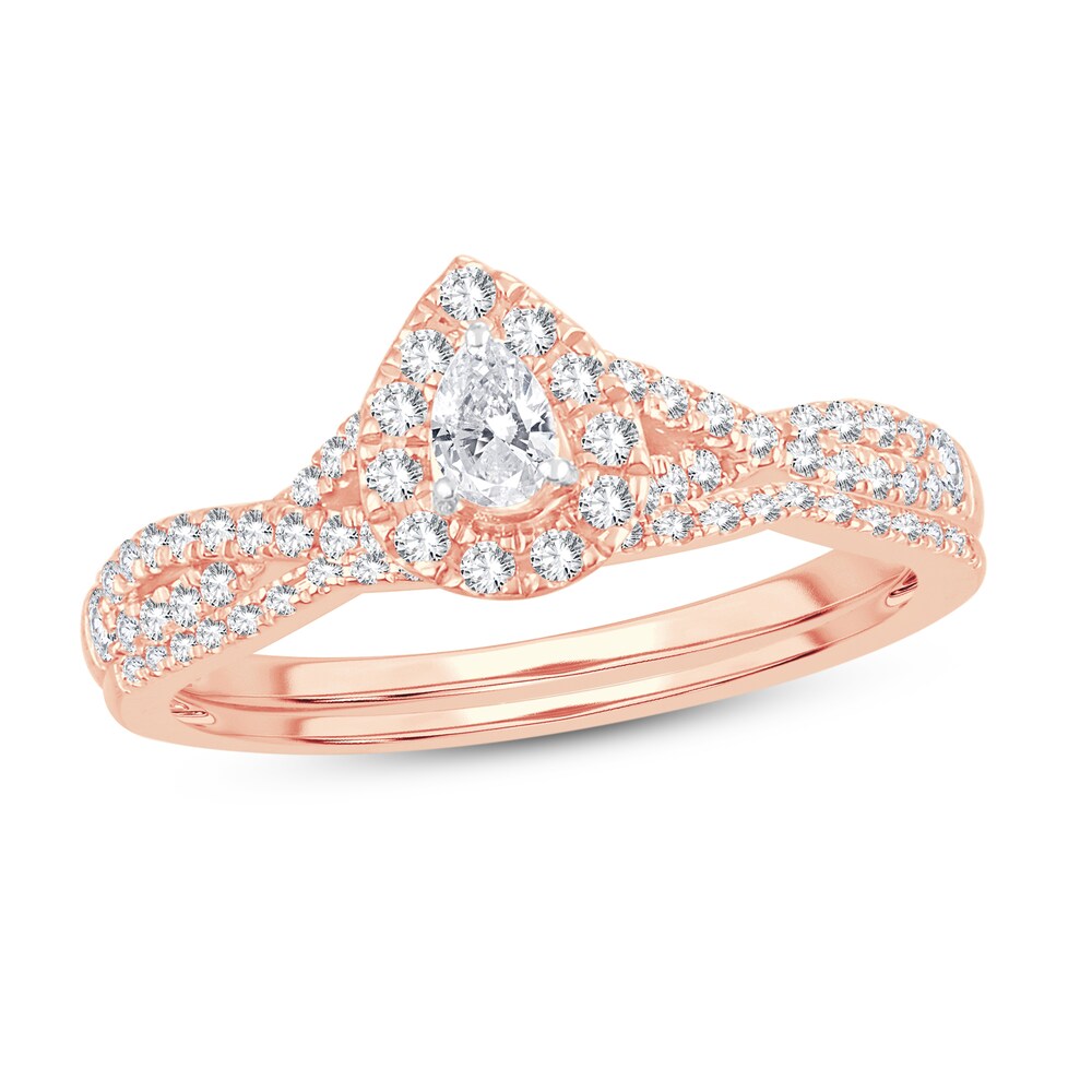 Diamond Bridal Set 1/2 ct tw Pear-shaped/Round-cut 14K Rose Gold A6XTbHPu [A6XTbHPu]