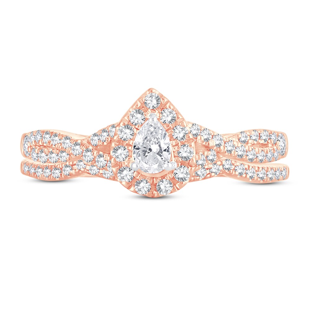 Diamond Bridal Set 1/2 ct tw Pear-shaped/Round-cut 14K Rose Gold A6XTbHPu