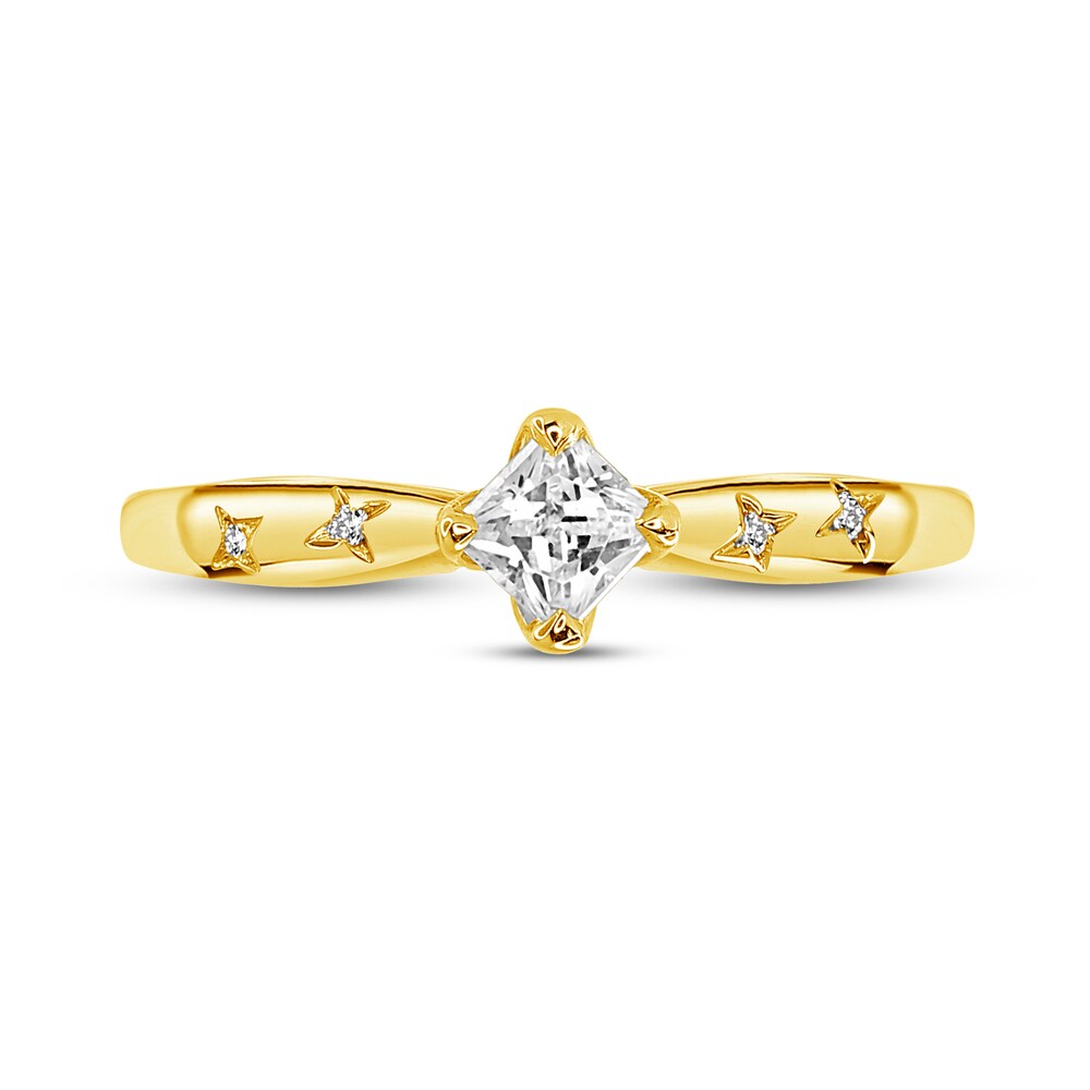 Diamond Engagement Ring 1/3 ct tw Round/Princess 14K Yellow Gold A9m51fxE