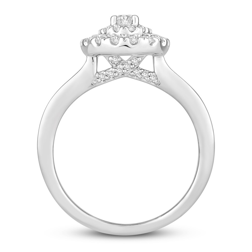 Diamond Engagement Ring 1 ct tw Oval/Round 14K White Gold AGQFFhxP