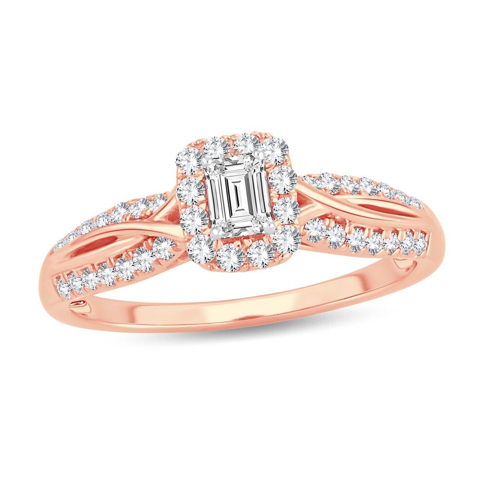 Diamond Ring 1/2 ct tw Emerald-cut 14K Rose Gold AQwx6Pyd [AQwx6Pyd]