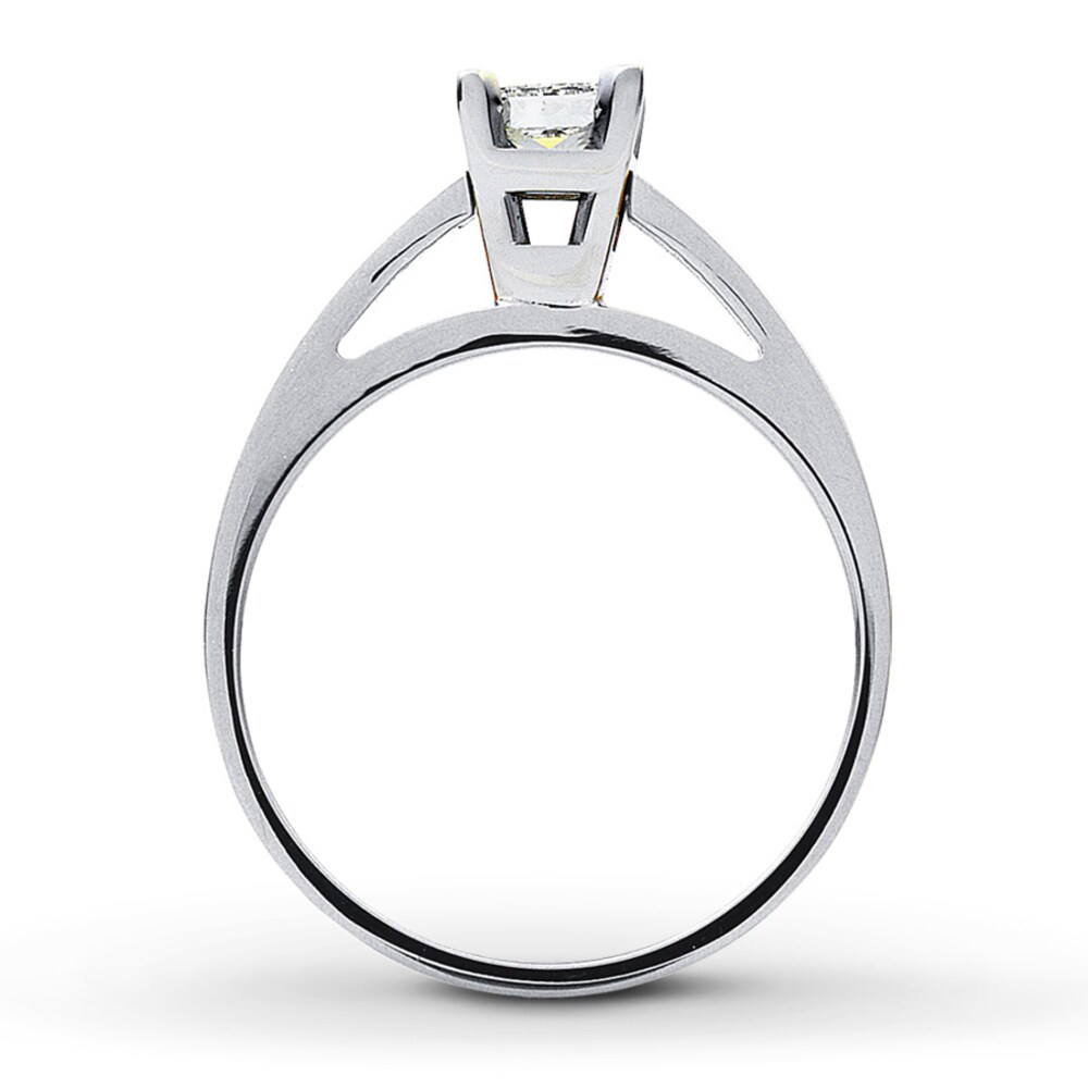 Diamond Solitaire Ring 1/2 carat Princess-cut 14K White Gold (I2/I) AhlUoHEY