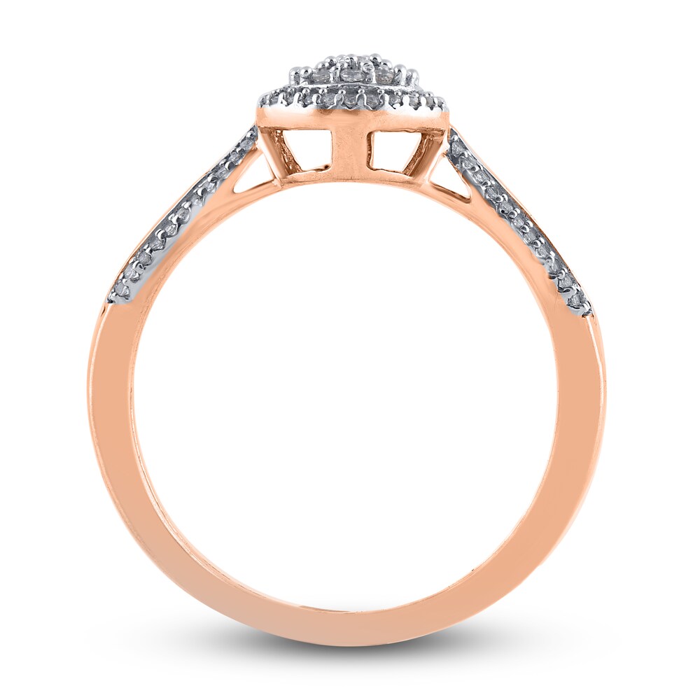 Diamond Engagement Ring 1/3 ct tw Round/Baguette 14K Rose Gold AkrGiekp