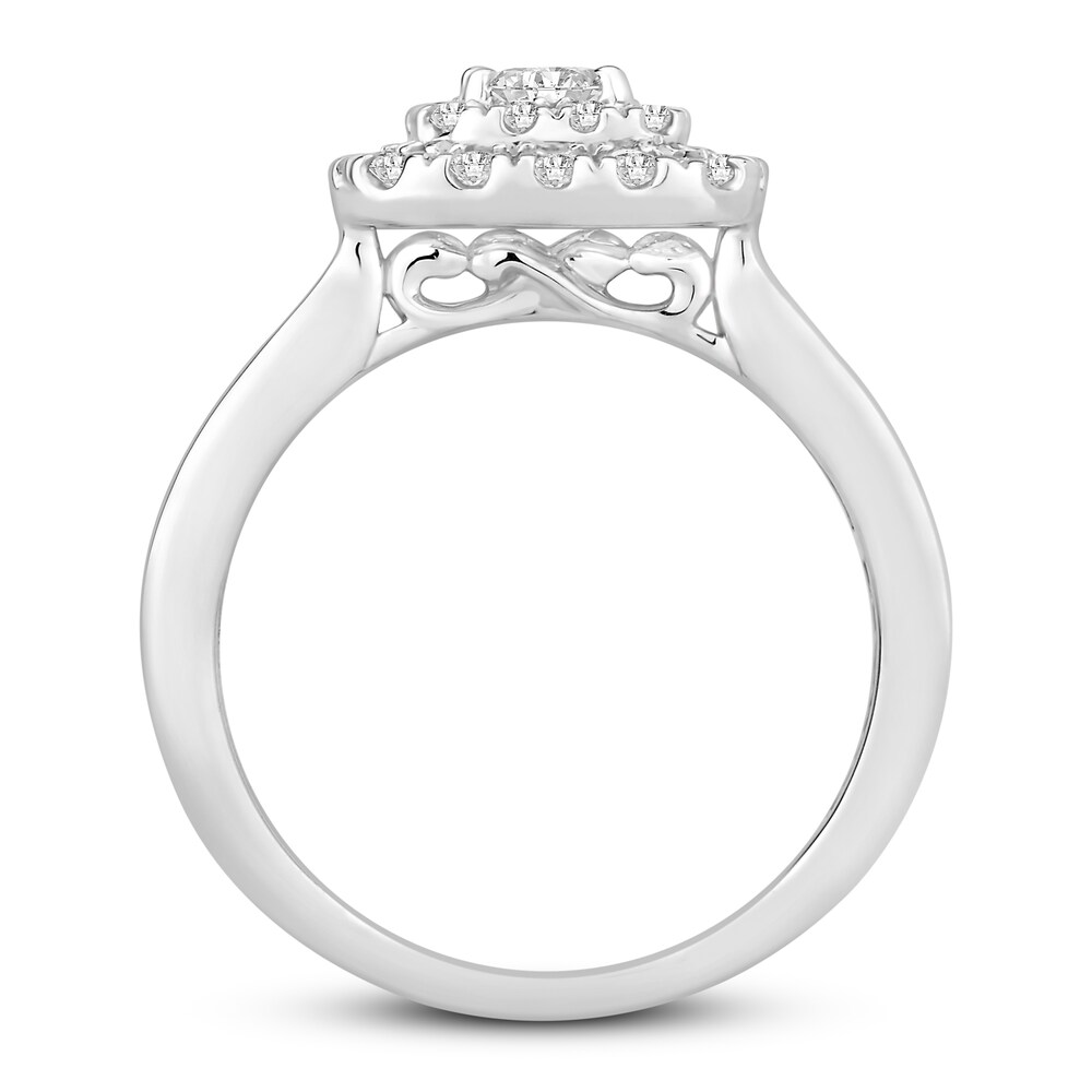 Diamond Engagement Ring 1 ct tw Princess/Round 14K White Gold ApguA87w