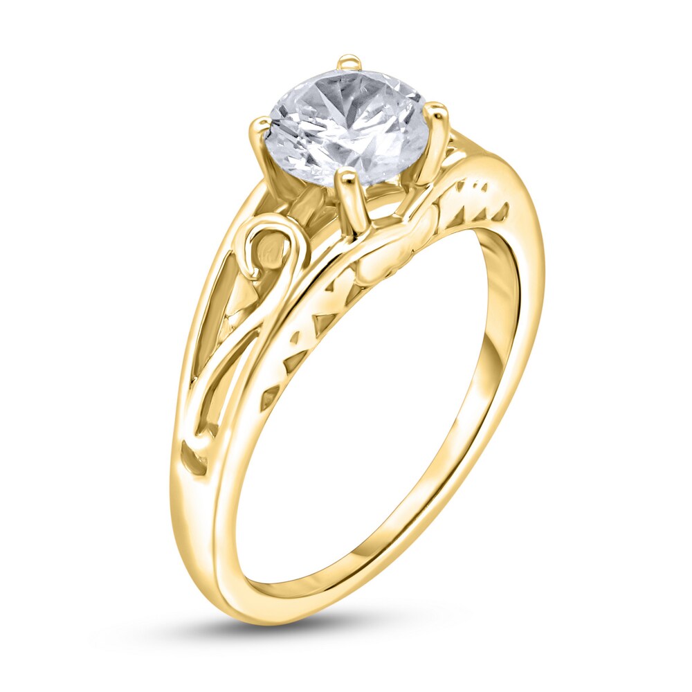 Diamond Solitaire Scroll Engagement Ring 1 ct tw Round 14K Yellow Gold (I2/I) Aqw0vRhZ