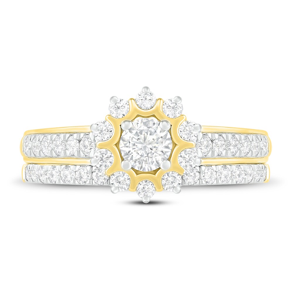 Diamond Bridal Set 3/4 ct tw Round 14K Yellow Gold B2M1PucE