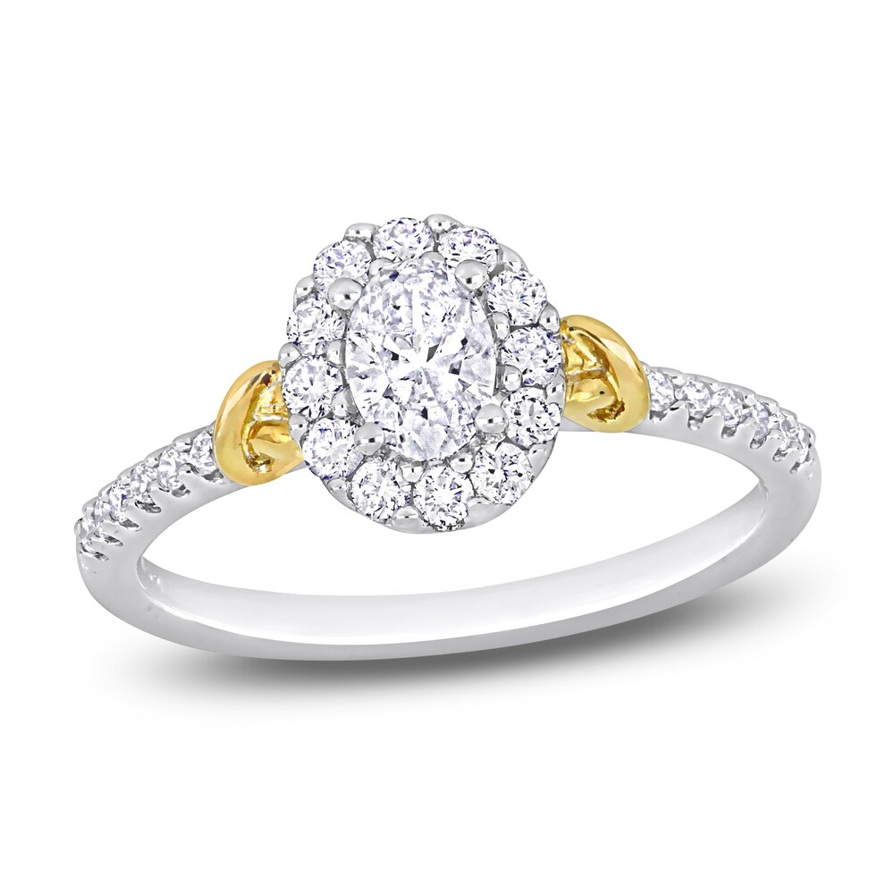 Diamond Y-Knot Ring 3/4 ct tw Oval/Round 14K Two-Tone Gold B61qz1mv [B61qz1mv]