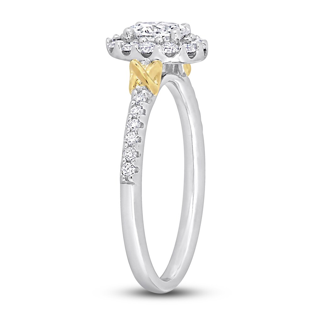 Diamond Y-Knot Ring 3/4 ct tw Oval/Round 14K Two-Tone Gold B61qz1mv