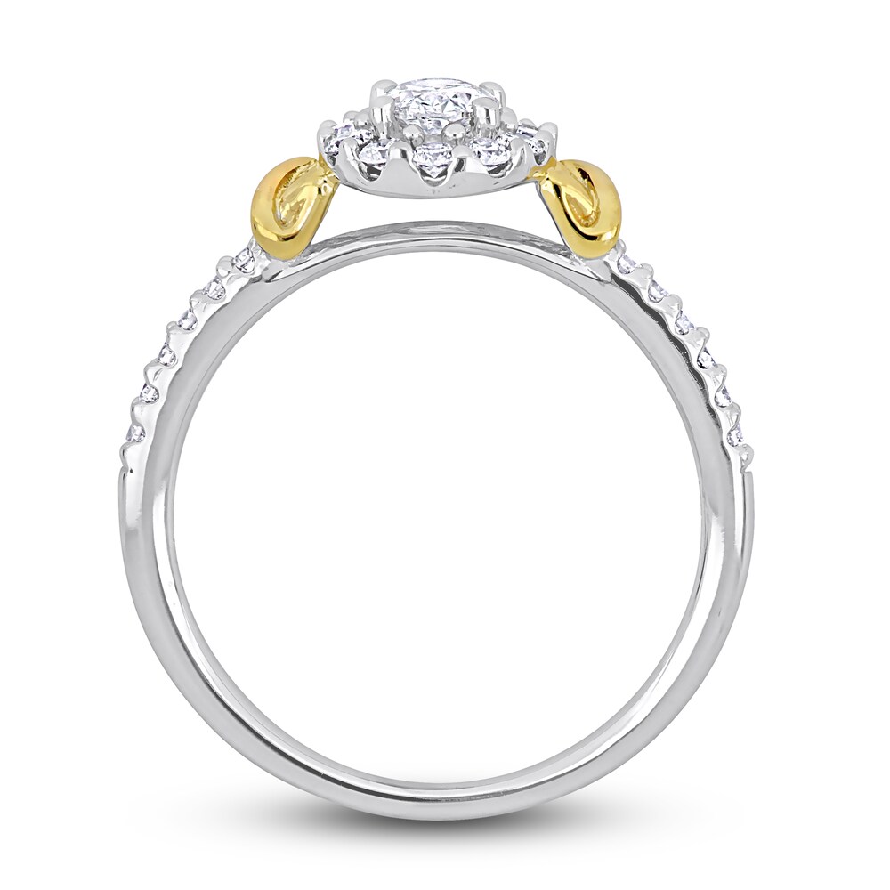 Diamond Y-Knot Ring 3/4 ct tw Oval/Round 14K Two-Tone Gold B61qz1mv