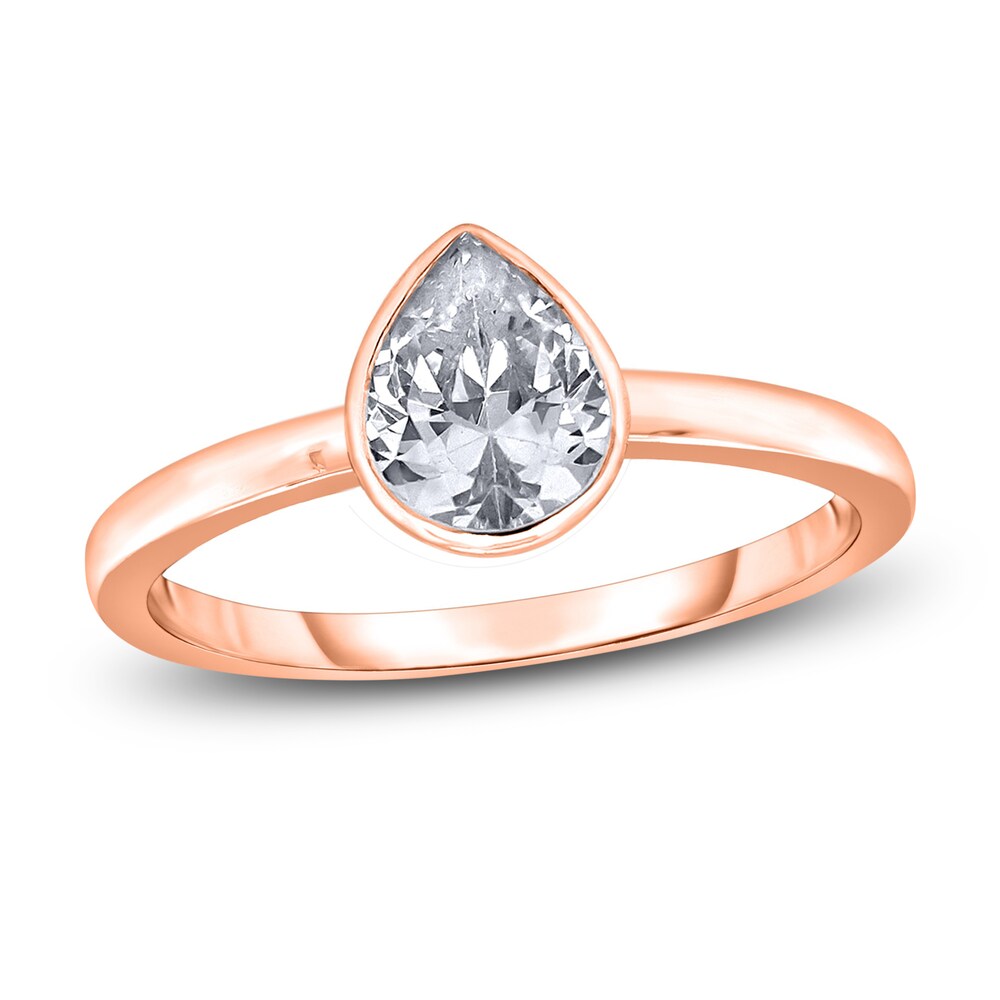 Diamond Solitaire Engagement Ring 1-1/2 ct tw Bezel-Set Pear-cut 14K Rose Gold (I2/I) BJnwOXAB [BJnwOXAB]