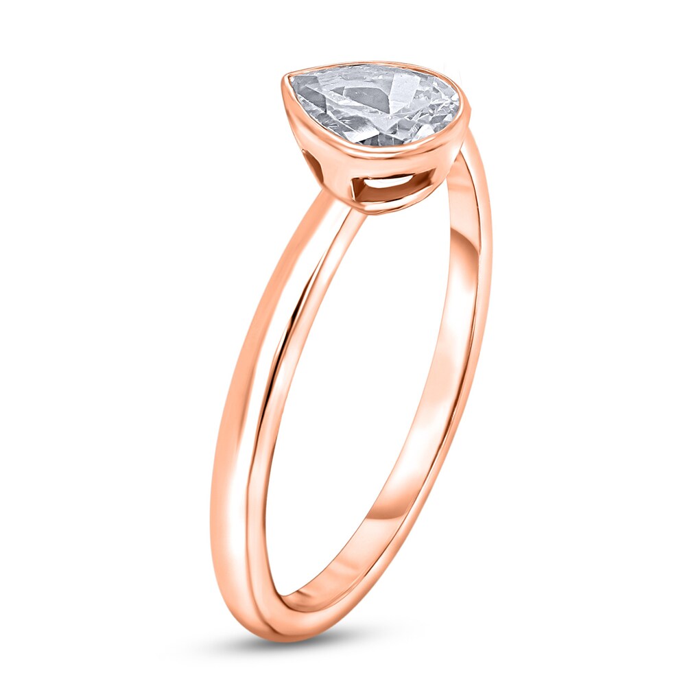 Diamond Solitaire Engagement Ring 1-1/2 ct tw Bezel-Set Pear-cut 14K Rose Gold (I2/I) BJnwOXAB