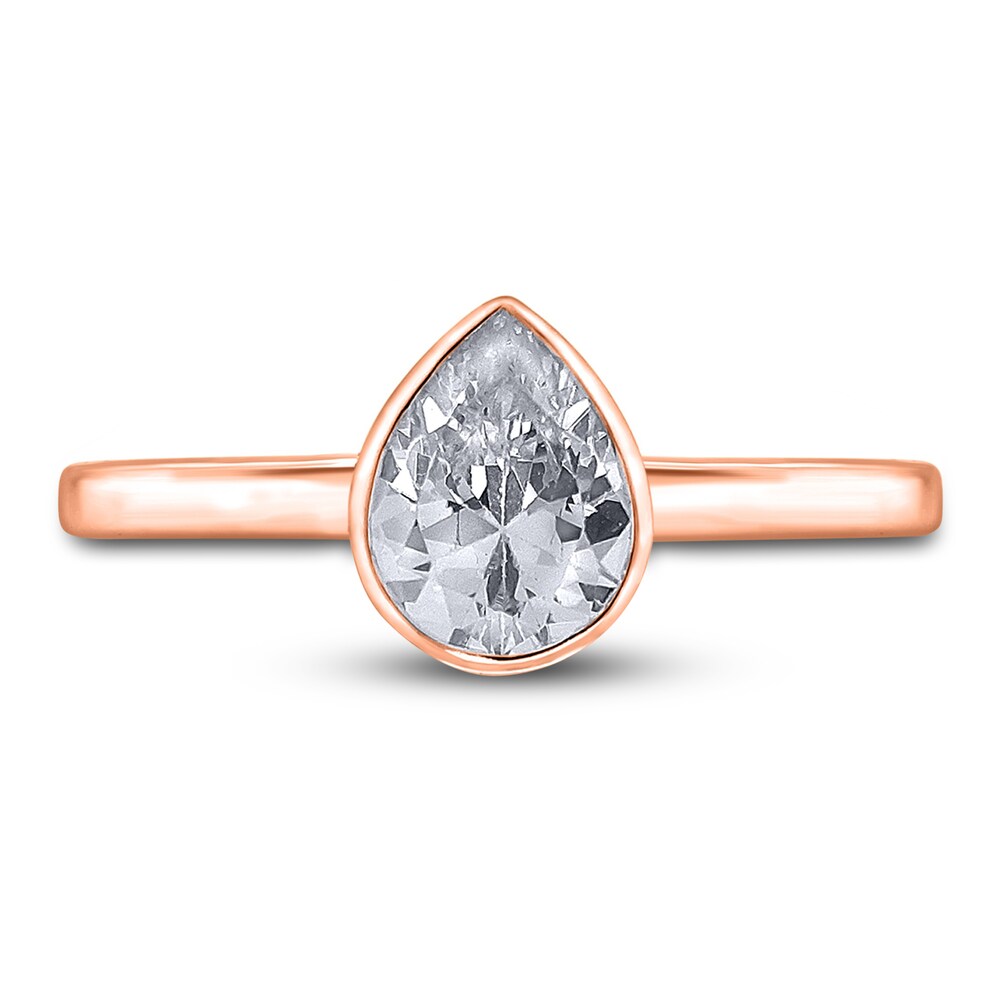 Diamond Solitaire Engagement Ring 1-1/2 ct tw Bezel-Set Pear-cut 14K Rose Gold (I2/I) BJnwOXAB