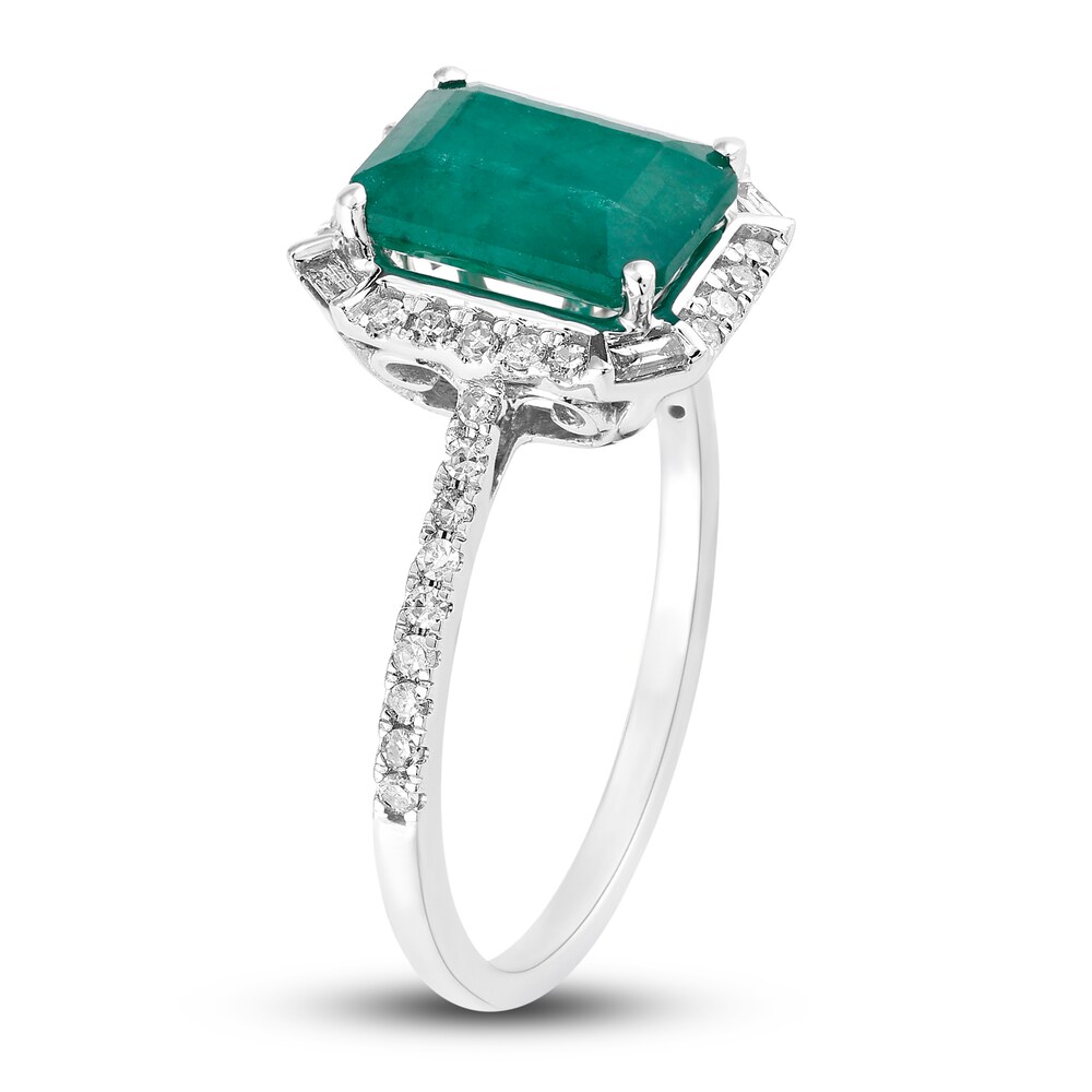 Natural Emerald Engagement Ring 1/4 ct tw Diamonds 14K White Gold BLSToTB6