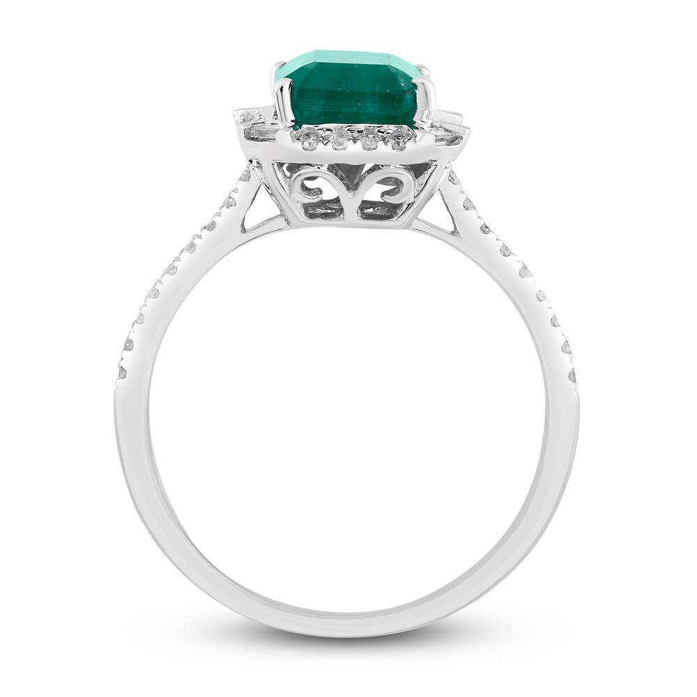 Natural Emerald Engagement Ring 1/4 ct tw Diamonds 14K White Gold BLSToTB6