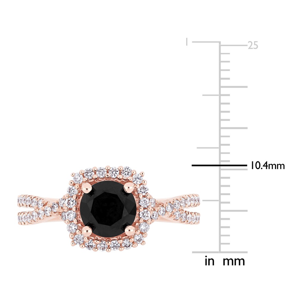 Black & White Diamond Halo Engagement Ring 1-1/2 ct tw Round 14K Rose Gold BMLjlTVM