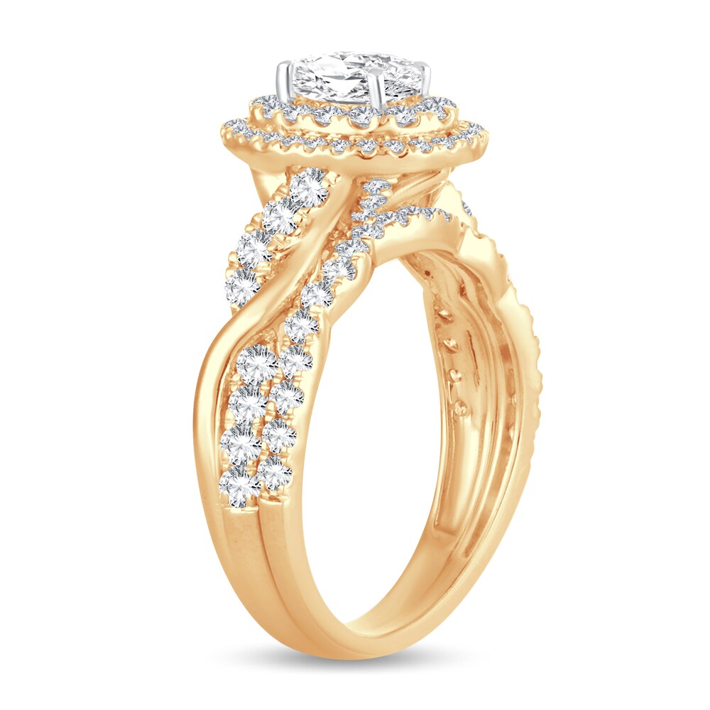 Diamond Bridal Set 1-1/2 ct tw Oval 14K Yellow Gold BNwoq5WD