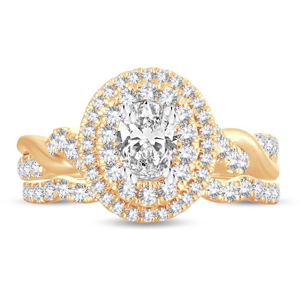 Diamond Bridal Set 1-1/2 ct tw Oval 14K Yellow Gold BNwoq5WD